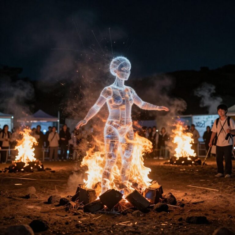 2026 제주 들불축제 미디어아트로 재현된 불놀이 야간 풍경