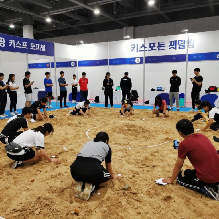 키스포츠페스티벌 내 다양한 스포츠 체험 부스와 참여자들이 열띤 분위기를 보여주는 사진