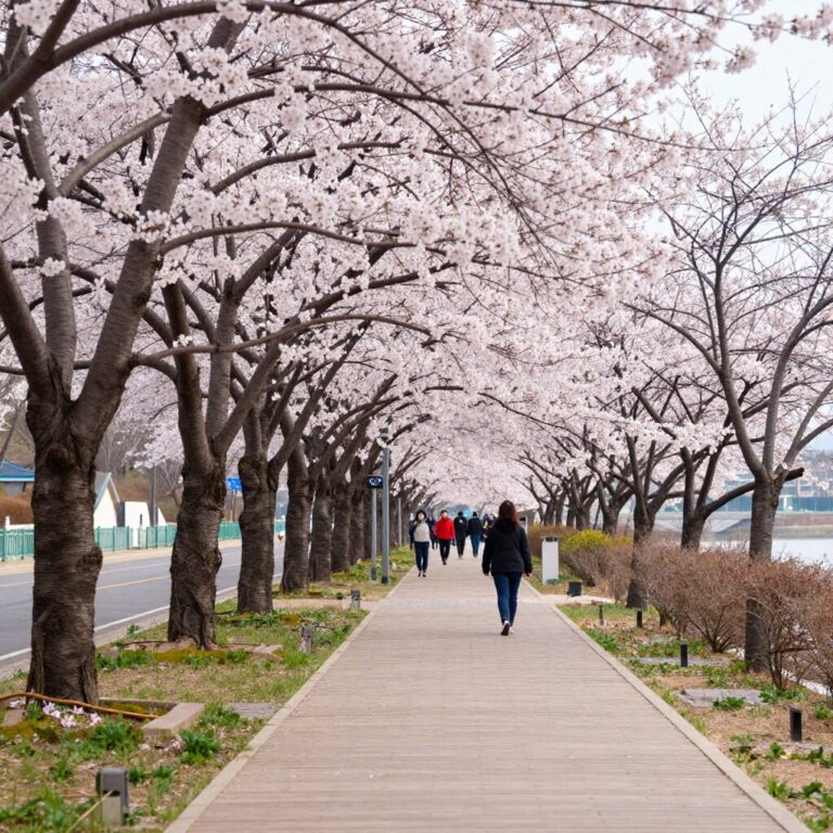 여좌천 로망스다리 벚꽃 길 데크 산책로