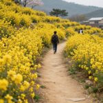 이천 산수유꽃축제의 아름다운 돌담길과 노란 산수유꽃