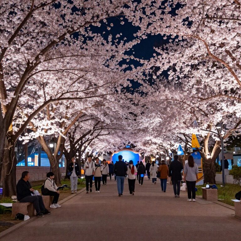 2026 대덕물빛축제의 야간 경관조명과 대청호 벚꽃 풍경