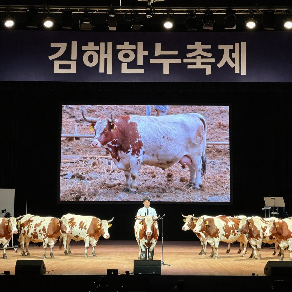 김해한우축제 메인 무대에서 진행되는 공연 장면