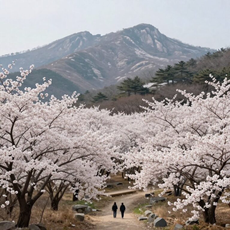 휴애리 자연생활공원의 유채꽃밭과 한라산 배경