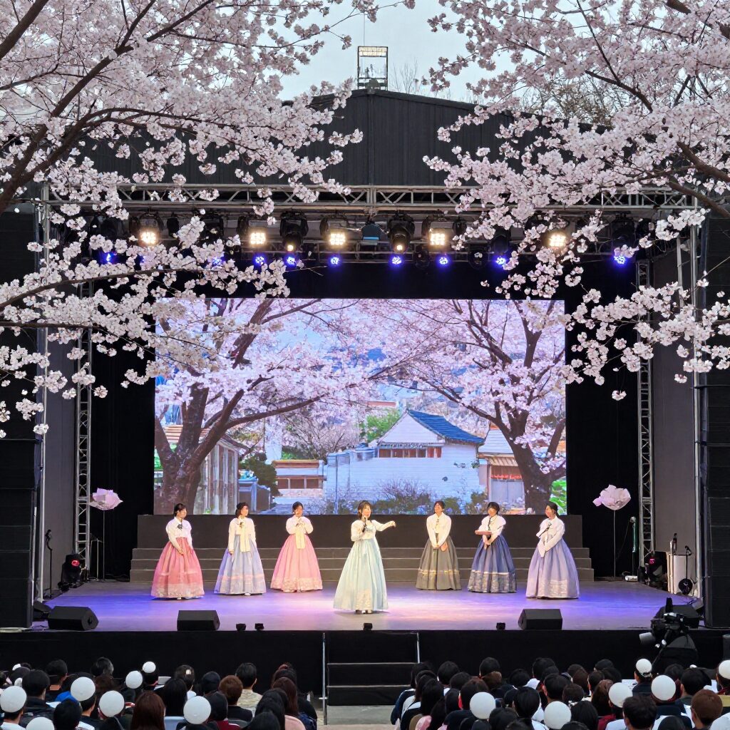 정읍 벚꽃축제 주무대 공연 장면