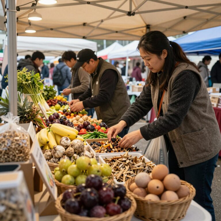 산청 농특산물 대제전 직거래 장터에서 다양한 농산물이 판매되고 있는 풍성한 모습