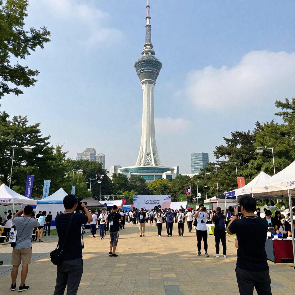 롯데월드타워 스카이런 대회장 출발 준비