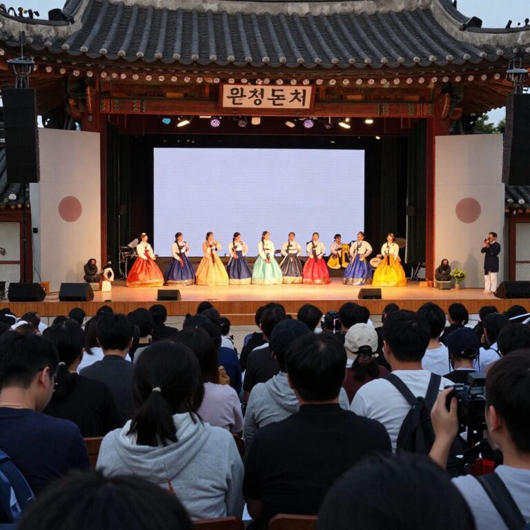 영주 한국선비문화축제 문정둔치 주 무대와 북적이는 관객들의 모습