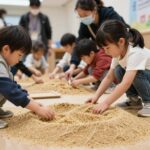 부산 밀 페스티벌에서 아이들이 밀 관련 체험 프로그램에 참여하고 있는 모습