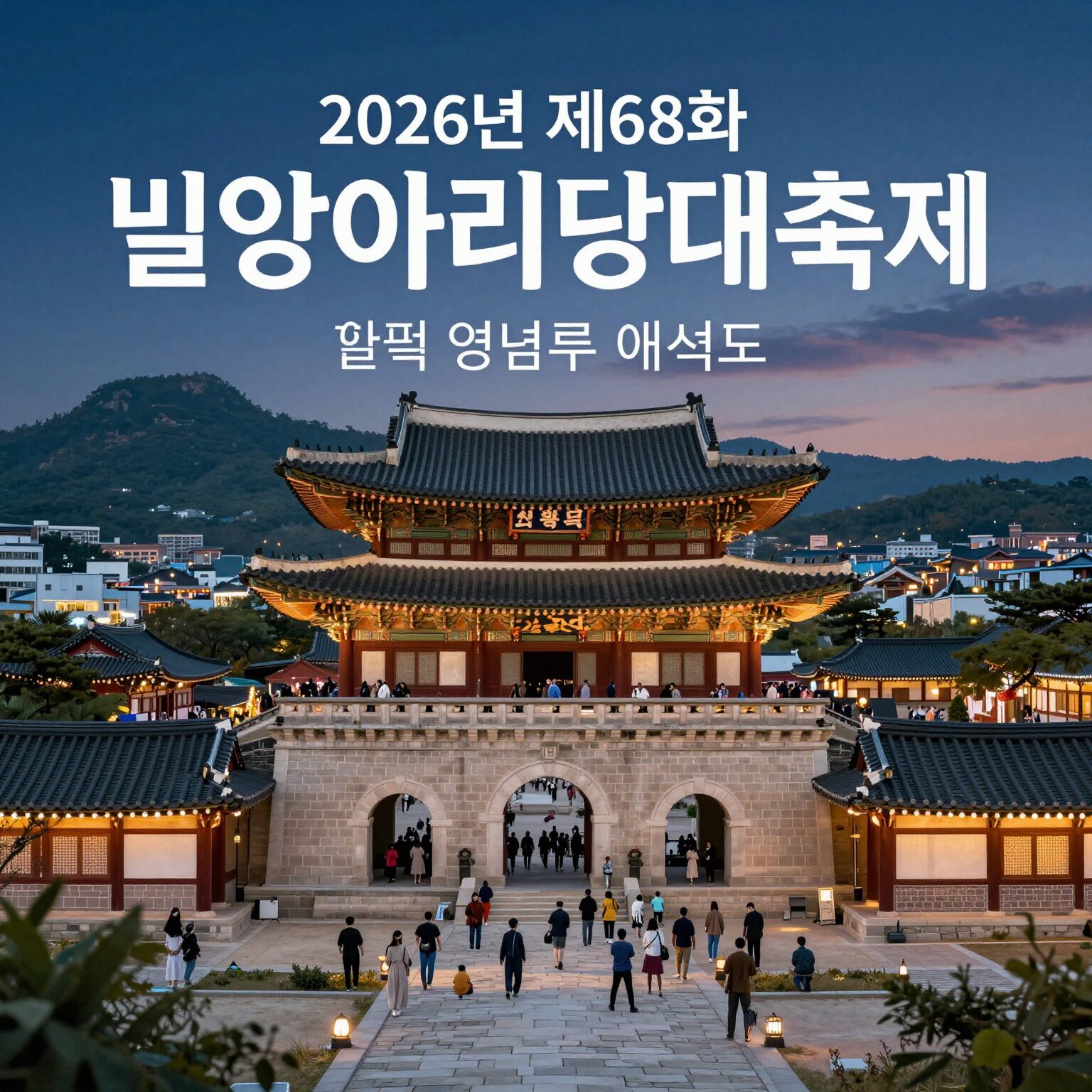 2026년 제68회 밀양아리랑대축제 포스터와 영남루 야경 이미지
