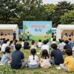 북서울꿈의숲에서 열리는 어린이날 대축제 행사장 전경, 체험 부스와 가족들이 즐기는 모습