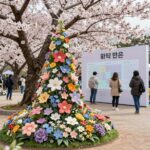 제6회 부산 봄꽃 전시회 화사한 꽃 조형물과 포토존 전경