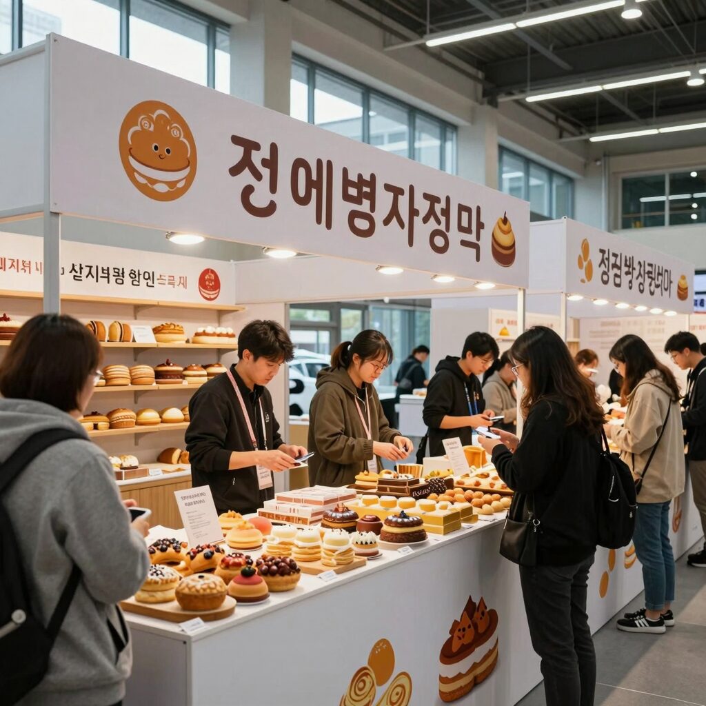 가락몰 3층 하늘공원에서 열리는 전국 빵지자랑 행사장 전경, 다양한 빵 부스와 방문객들