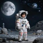 고흥우주항공축제 포토존에서 아이가 우주복을 입고 있는 모습