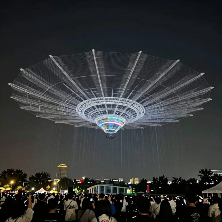 2026년 한강 드론쇼 BT21 테마로 밤하늘을 수놓는 모습