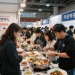 광주 양동통맥축제 현장의 다양한 먹거리 부스와 북적이는 사람들