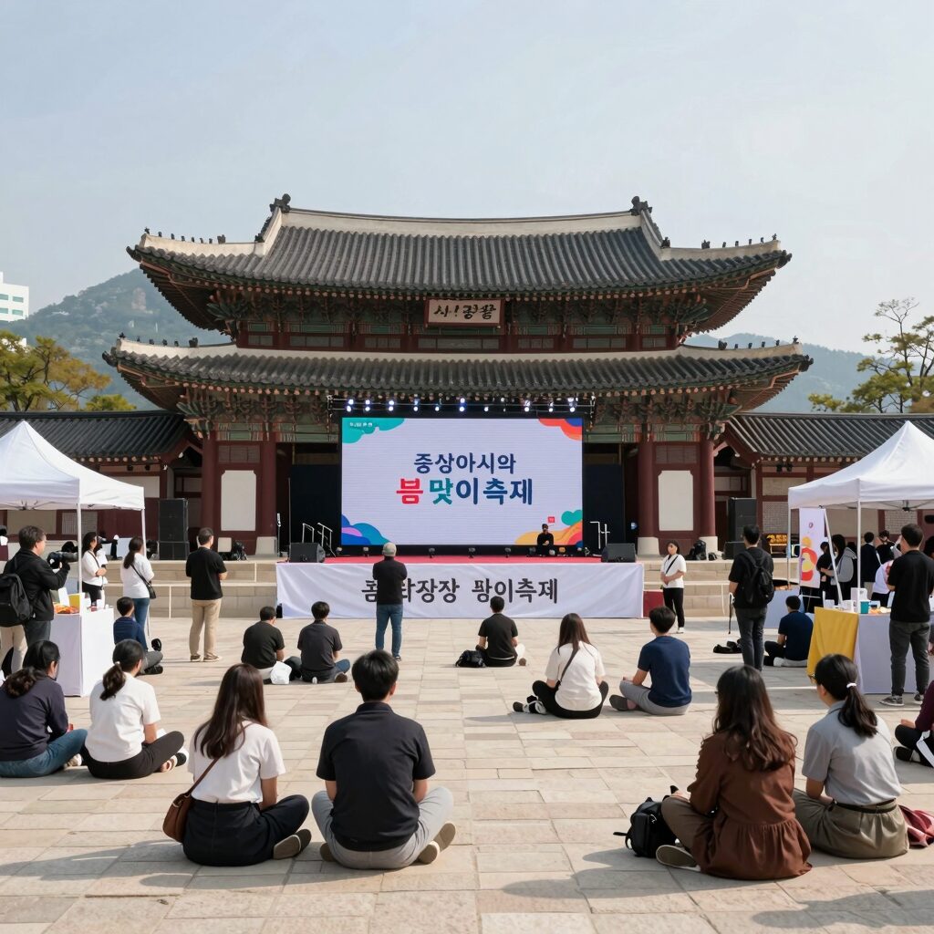 서울광장에서 열리는 중앙아시아 봄맞이축제 부스와 무대
