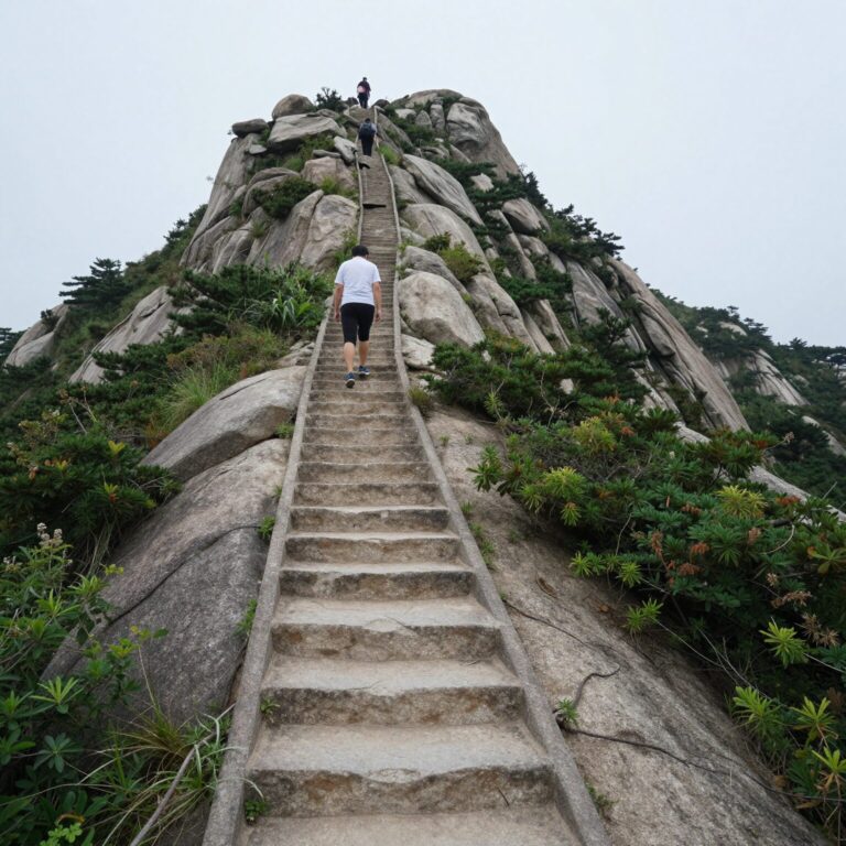 대둔산 등산 코스 지도와 삼선계단 전경