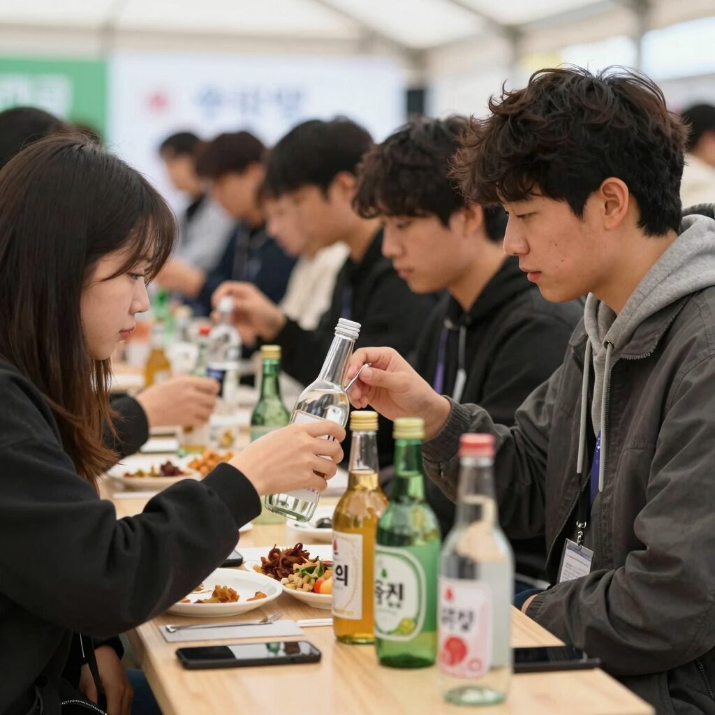 군산 수제맥주 축제 현장에서 다양한 수제맥주를 즐기는 사람들
