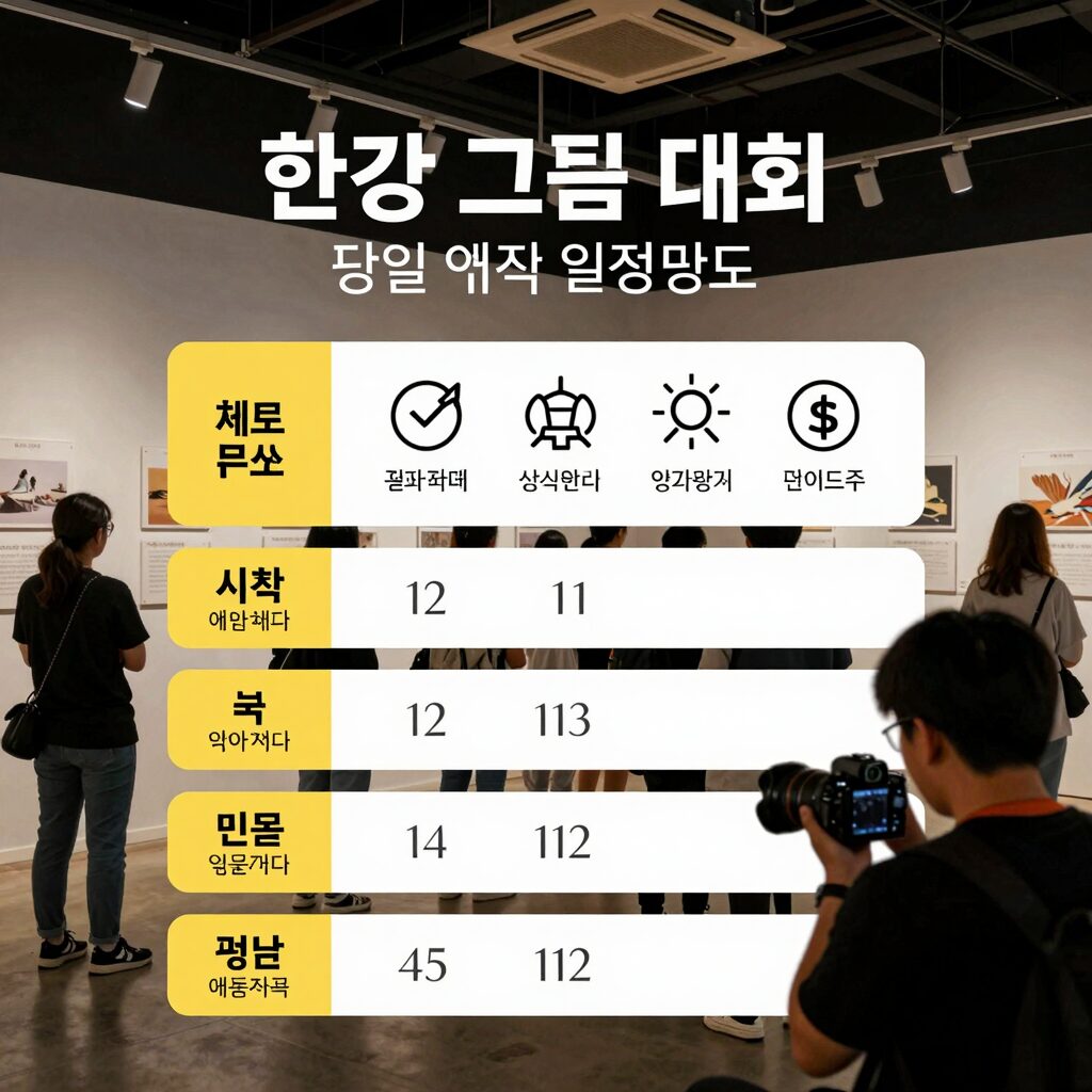 한강 그림 대회 당일 일정표와 체험 부스 설명 이미지