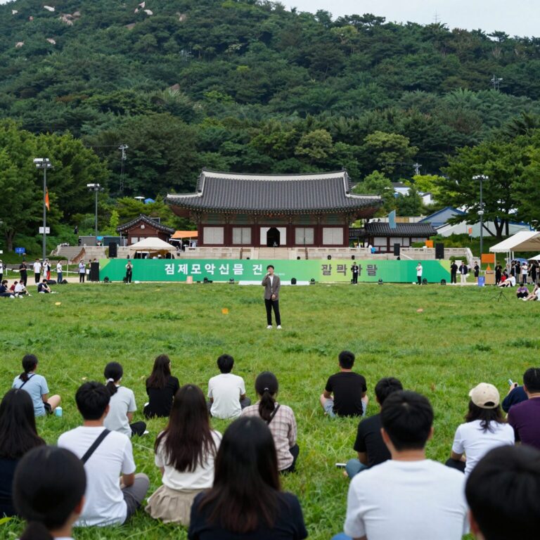 김제 모악산 금산사 잔디광장에서 열리는 뮤직페스티벌 풍경