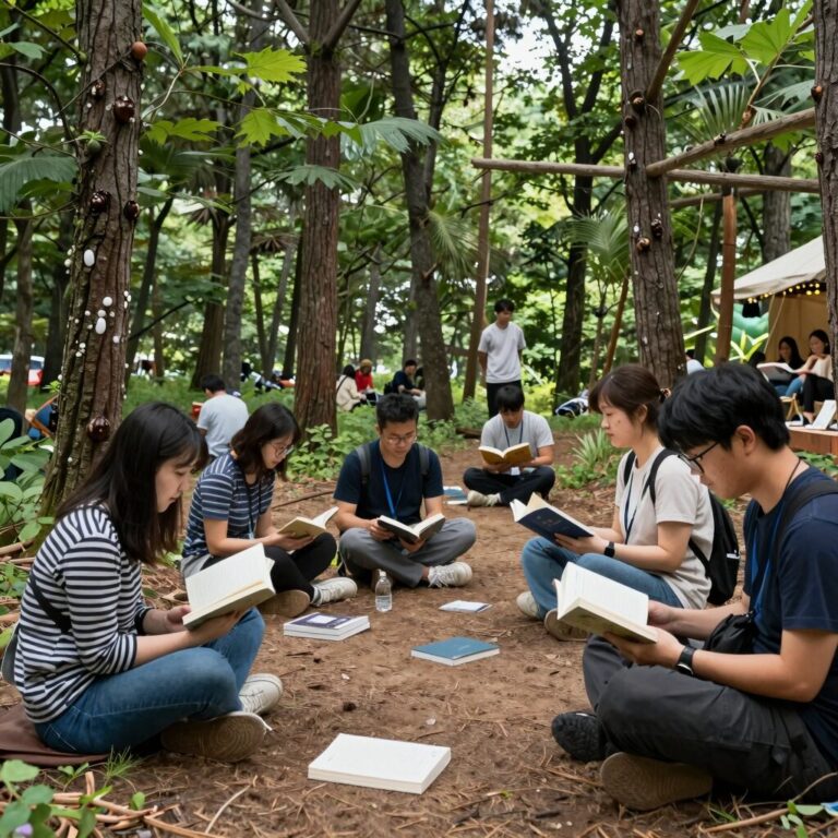 2026 무등산 인문축제 무등생각 편백숲에서 책을 읽고 있는 사람들