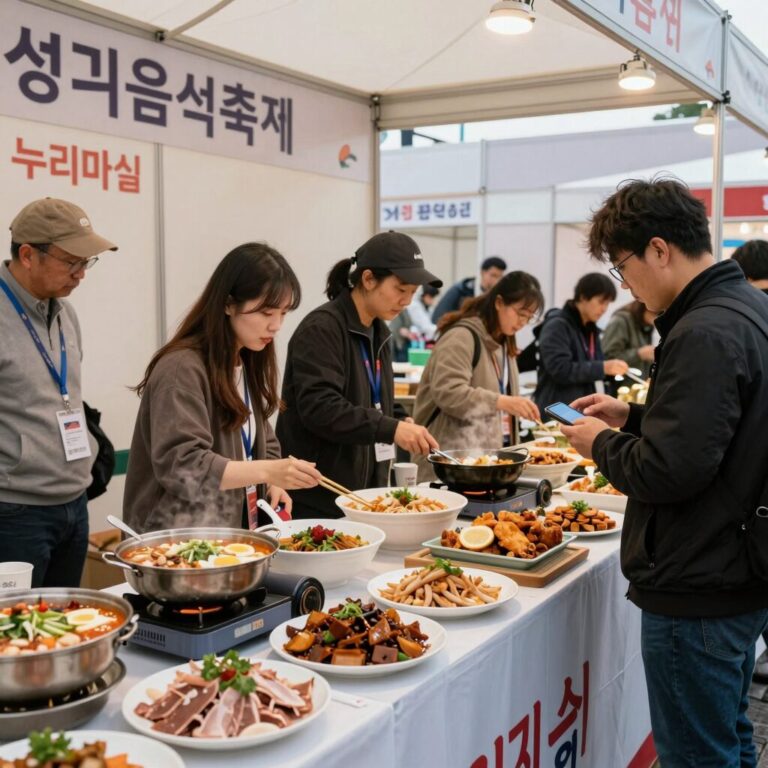 성북세계음식축제 누리마실 현장의 다채로운 세계 음식 부스들
