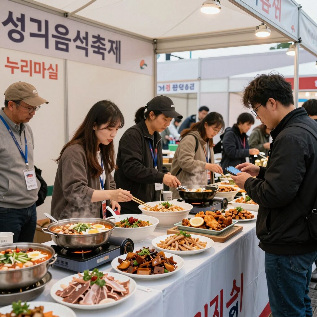성북세계음식축제 누리마실 현장의 다채로운 세계 음식 부스들