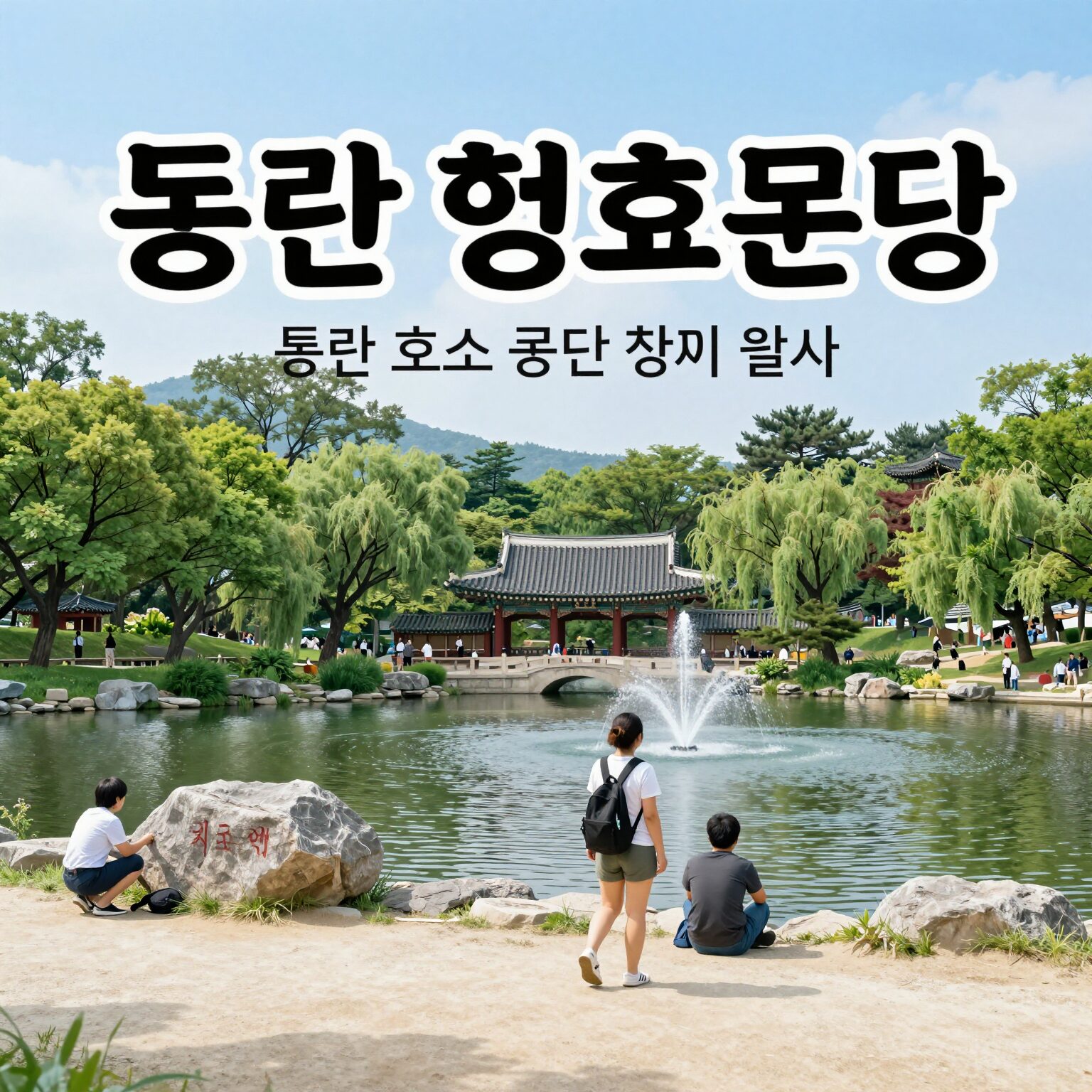 평화온담 행사 포스터와 동탄호수공원 운답원 전경 이미지