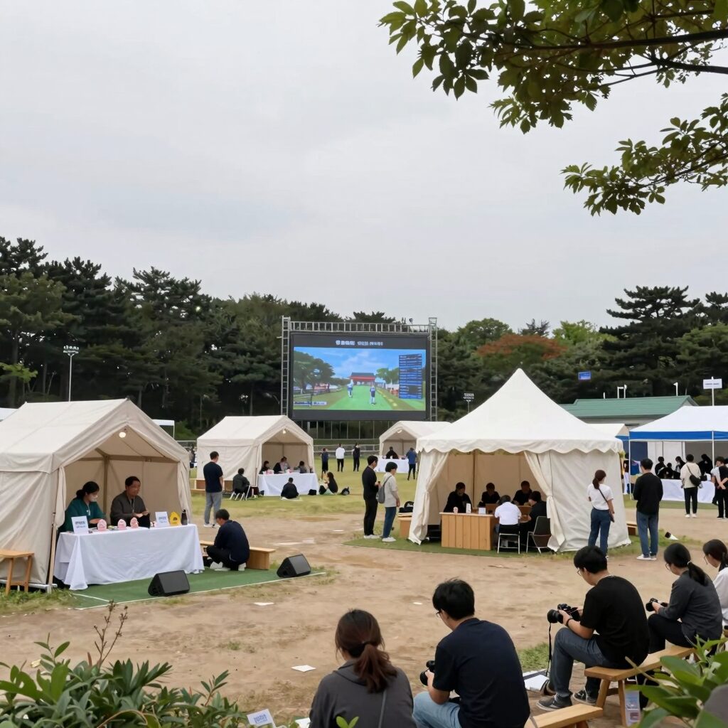 서귀포 자구리공원 축제장 전경과 다양한 체험 부스