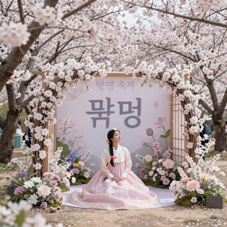 공주 꽃멍 축제 포토존 벚꽃과 예쁜 데코