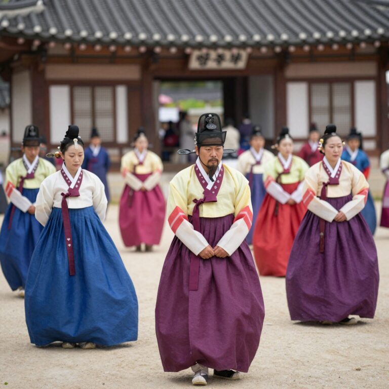 조선시대 의상을 입은 사람들이 배를 타고 용왕제를 지내는 모습, 영광법성포단오제 용왕제 현장