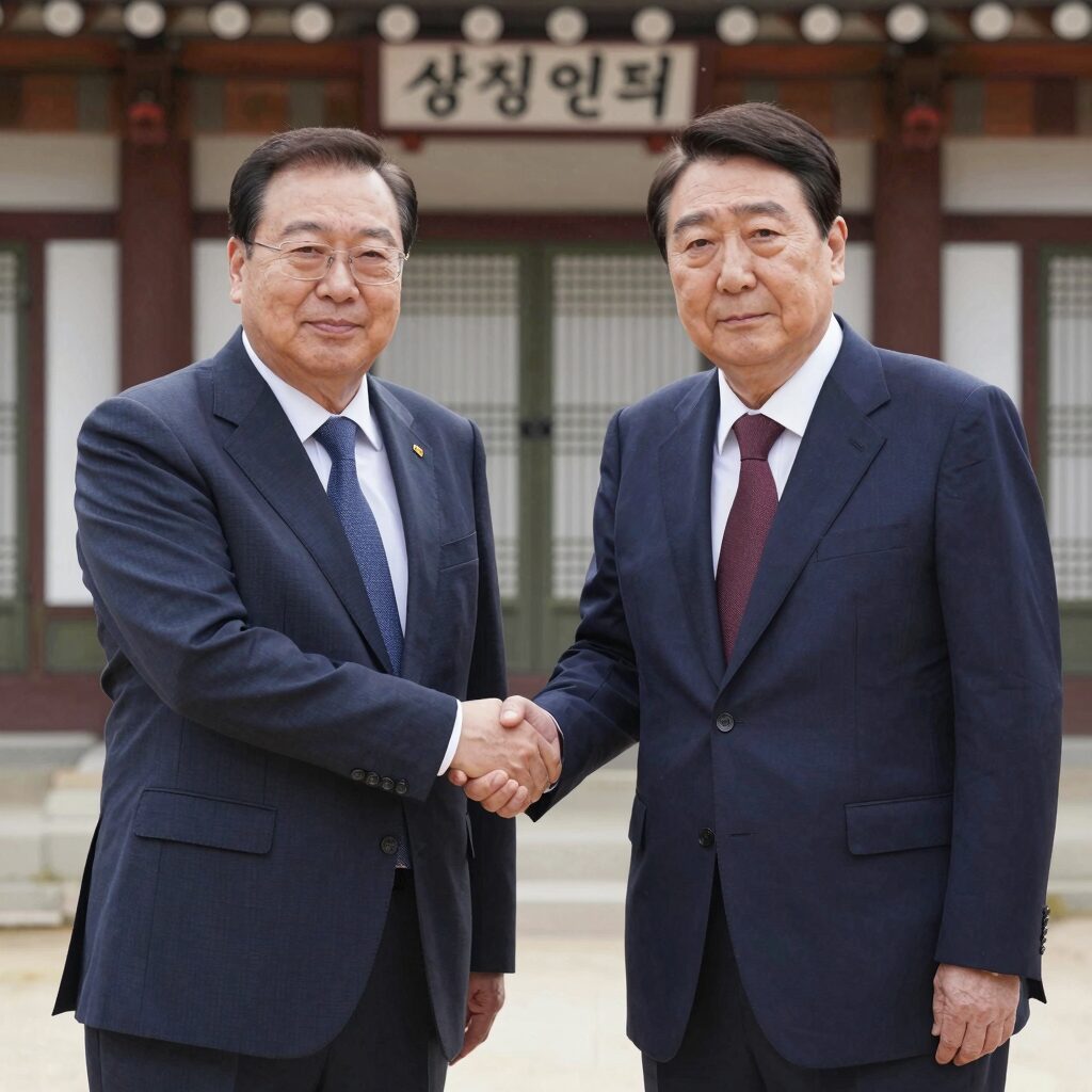 조성현 대령이 이재명 대통령과 악수하고 있는 모습