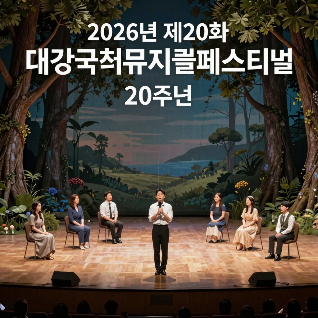 2026년 제20회 대구국제뮤지컬페스티벌 20주년 포스터와 공연 장면