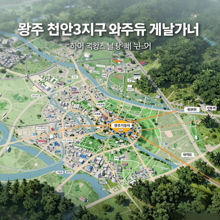 광주 첨단3지구 위치와 주요 개발 계획을 한눈에 보여주는 지도 이미지