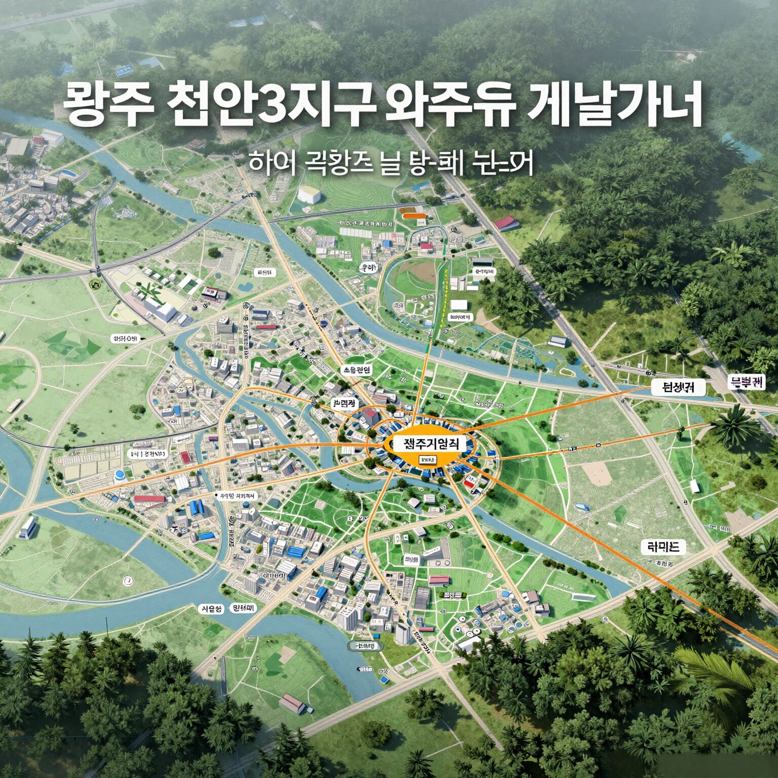 광주 첨단3지구 위치와 주요 개발 계획을 한눈에 보여주는 지도 이미지