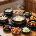 장안삼계탕 본점 시청역 맛집 서울 시청역 장안삼계탕 본점 삼계탕과 기본 반찬들이 한상 가득 차려진 모습