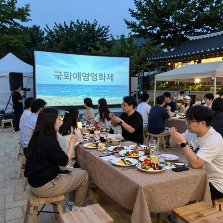 국제해양영화제 야외 공간에서 진행되는 오션다이닝 행사 모습