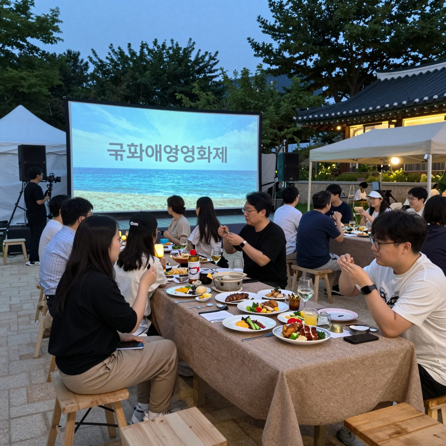 국제해양영화제 야외 공간에서 진행되는 오션다이닝 행사 모습