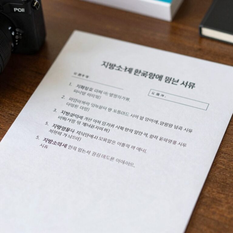 지방소득세 환급신청에 필요한 서류 5종을 테이블에 펼쳐놓은 사진