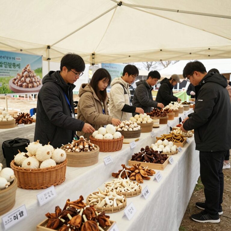 2026 남해 마늘한우축제 현장 모습과 다양한 마늘 전시품