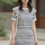 스트라이프 원피스 데일리 룩 사진