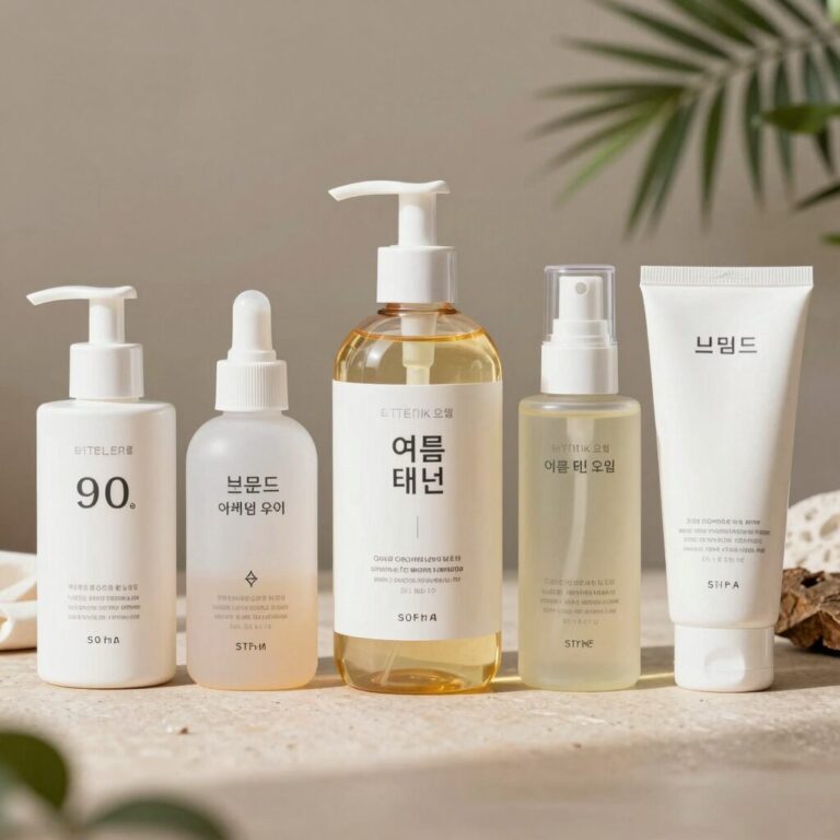 여름 태닝 오일 제품 비교 사진 다양한 브랜드의 SPF와 향 차이