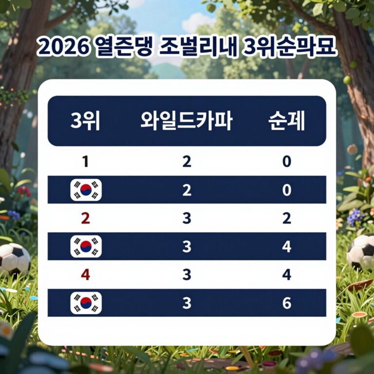 2026 월드컵 조별리그 3위 팀 와일드카드 순위표