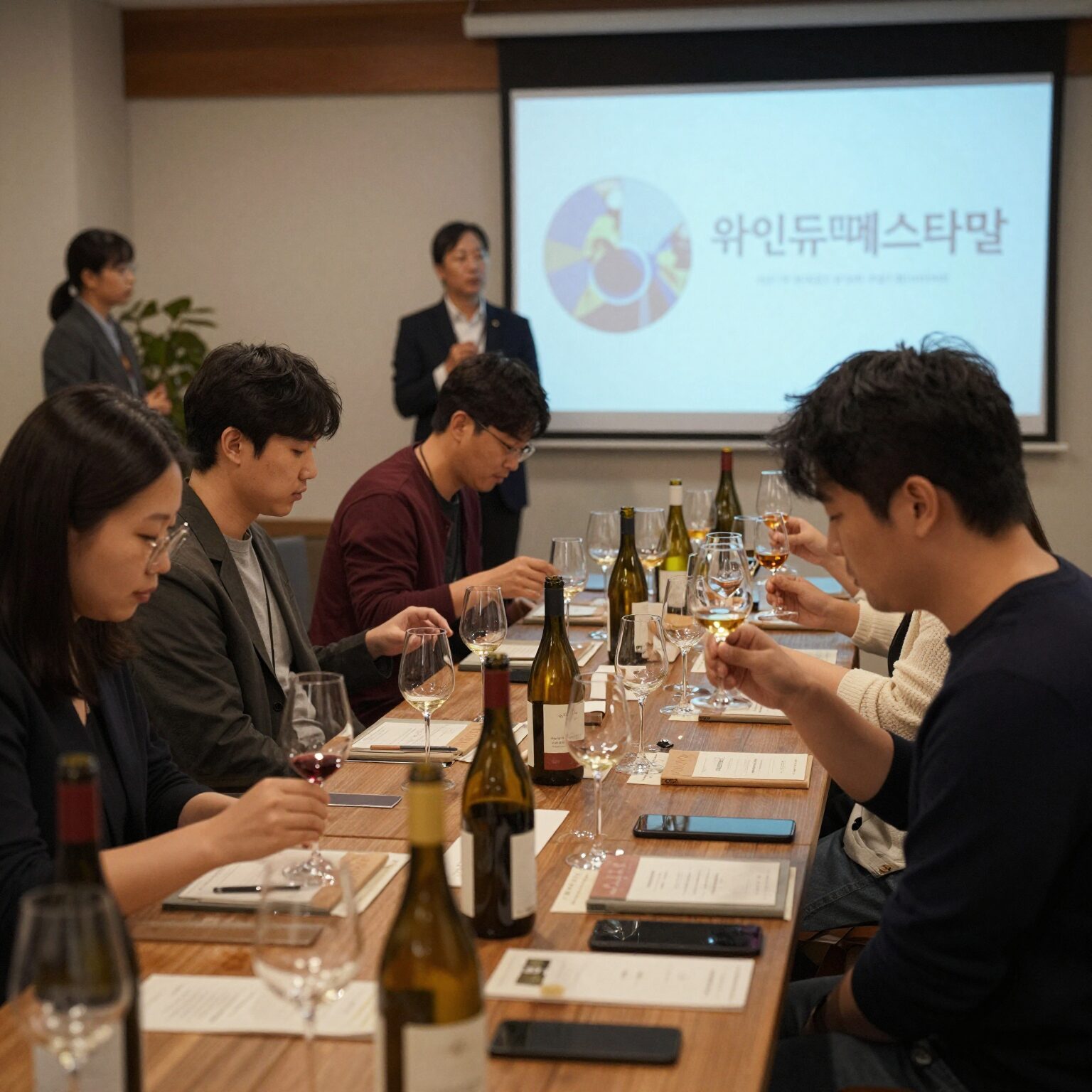 수원 와인뮤직페스티발에서 다양한 와인을 시음하는 모습