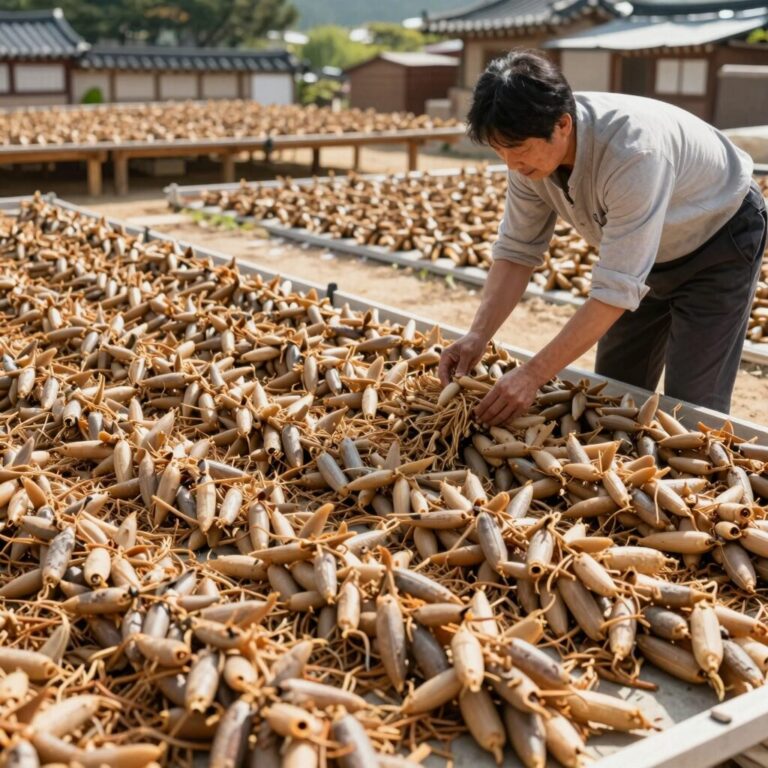 햇볕에 널린 물고추 10kg 건조 과정