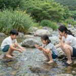 안양 계곡 여름 물놀이 주차 식사 팁 안양 예술공원 계곡에서 가족이 물놀이를 즐기는 모습