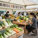 트레이더스 8월 할인 행사장 전경으로 신선식품과 생활용품이 진열된 모습