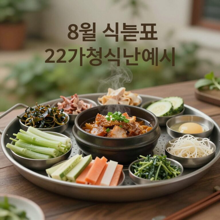8월 식단표 2일 주기 가정식단 예시 사진