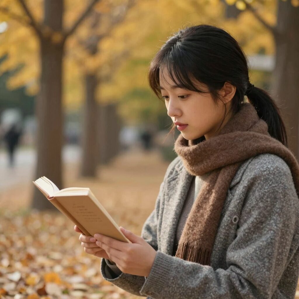 올해 가을 언제 시작될지 궁금해하는 사람의 일기예보 확인 모습과 선선한 가을 공기
