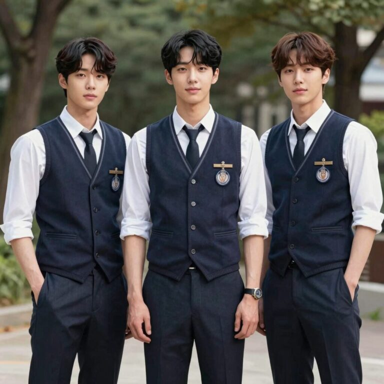액셔니스타 멤버 네 명이 유니폼을 입고 포즈를 취한 모습
